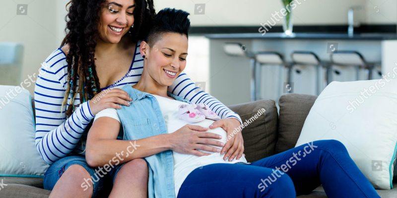 lesbian couple after fertility treatment